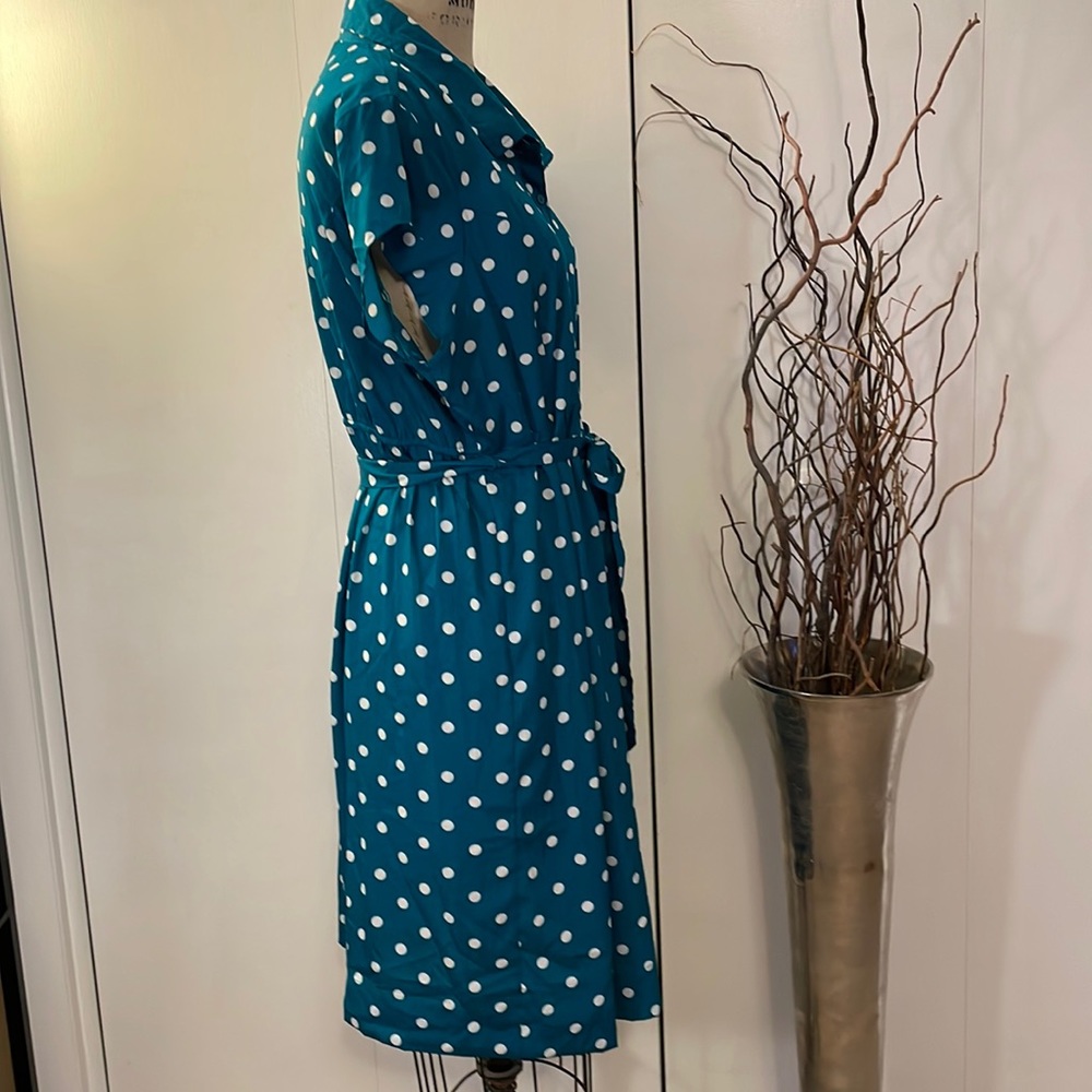 Motherhood Maternity short sleeve button down Polka dot dress with tie i… - Picture 6 of 8